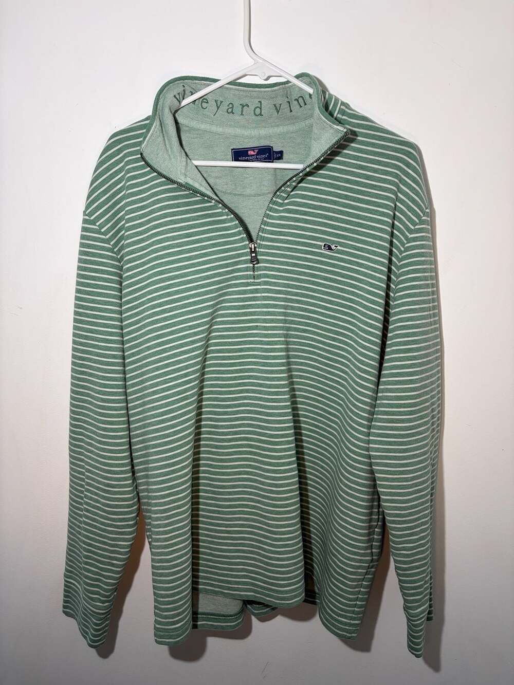 Vineyard Vines Green Striped Shep Shirt Quarter-Zip Pullover Size XXL